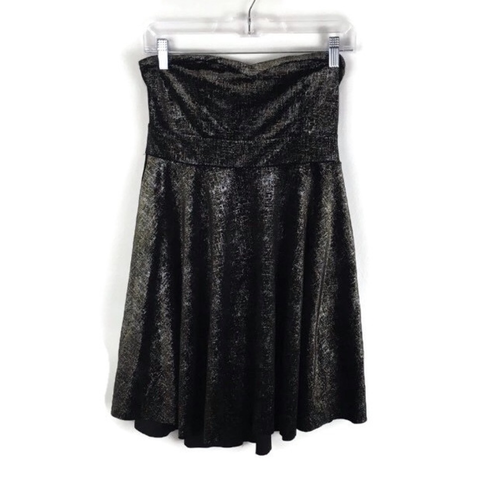 Free People Shattered Strapless Velvet Mini Dress in Black NWT